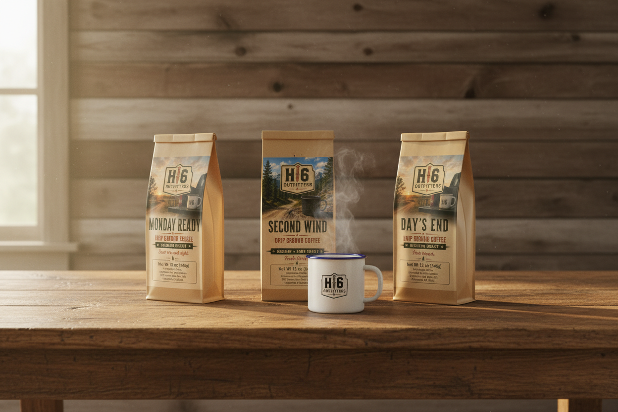 H6 Outfitters Coffee Collection Banner with Labels