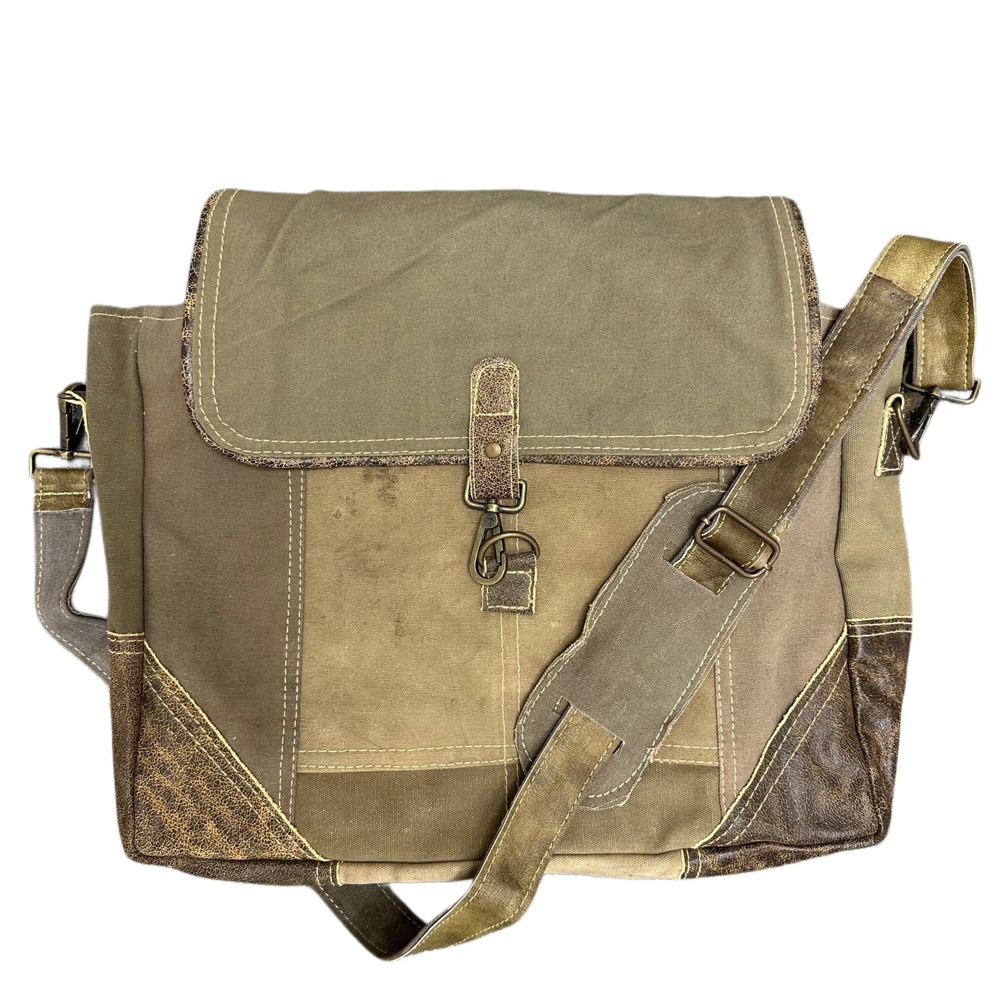 Vintage Leather and Recycled Military Tent Messenger Bag – H6 Outfitters
