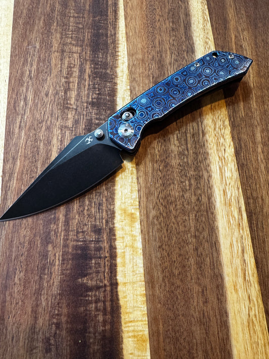 Kansept Fenrir K1034V6 - CPM S35VN Black Stonewashed Blade, Timascus Handle
