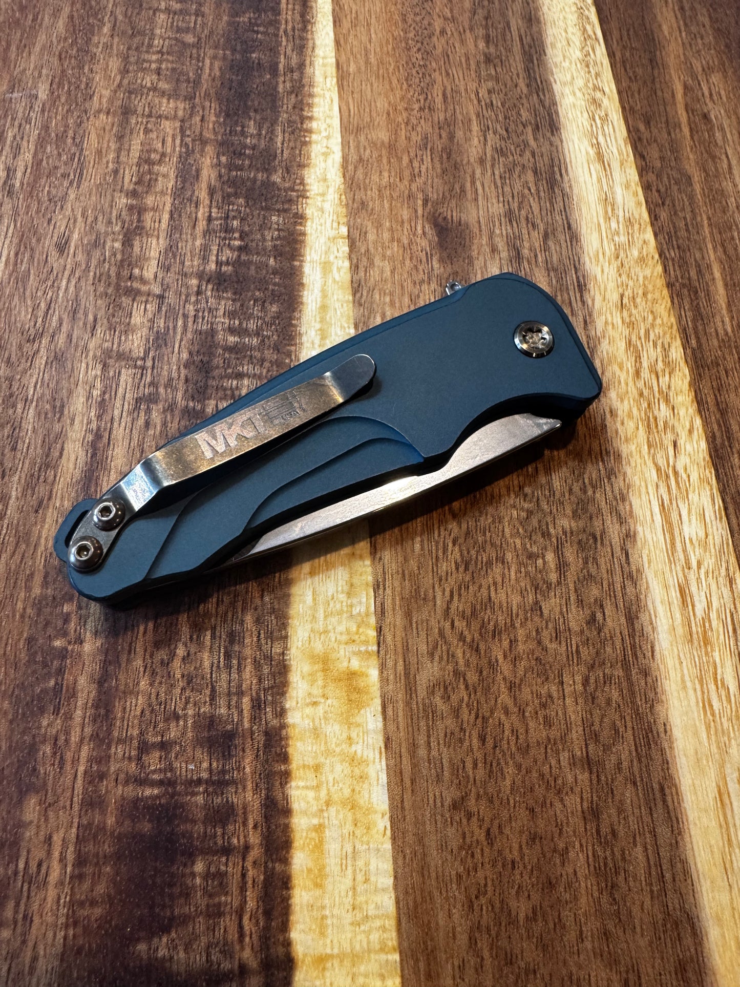 Medford Smooth Criminal - S35VN Blade, Blue Handle, Bronze Hardware