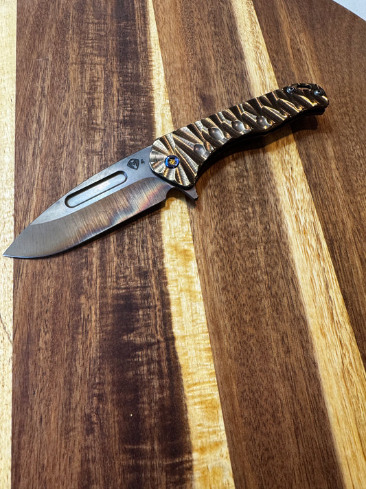 Medford Prae Slim Flipper - S45VN Vulcan DP Blade, CuRose Predator Handle